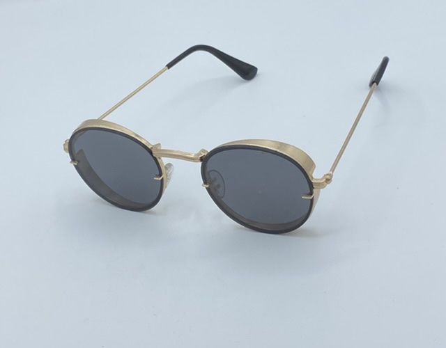 Round Black Gold Men's Unique Sunglasses