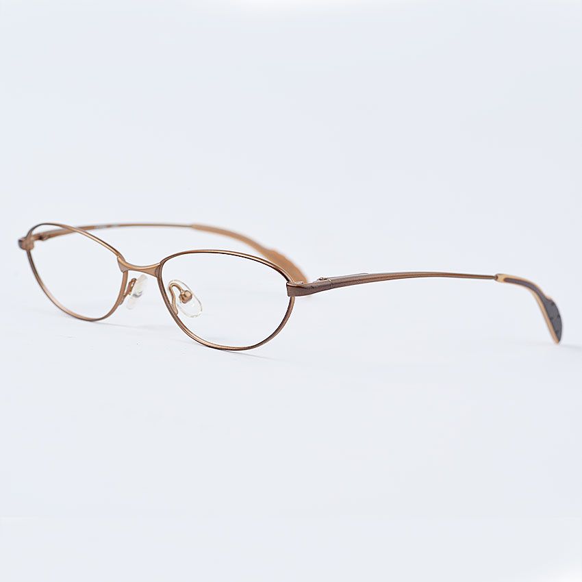 Optical Lenseless Eyewear Oval, Metal Full Rim Frame - Brown