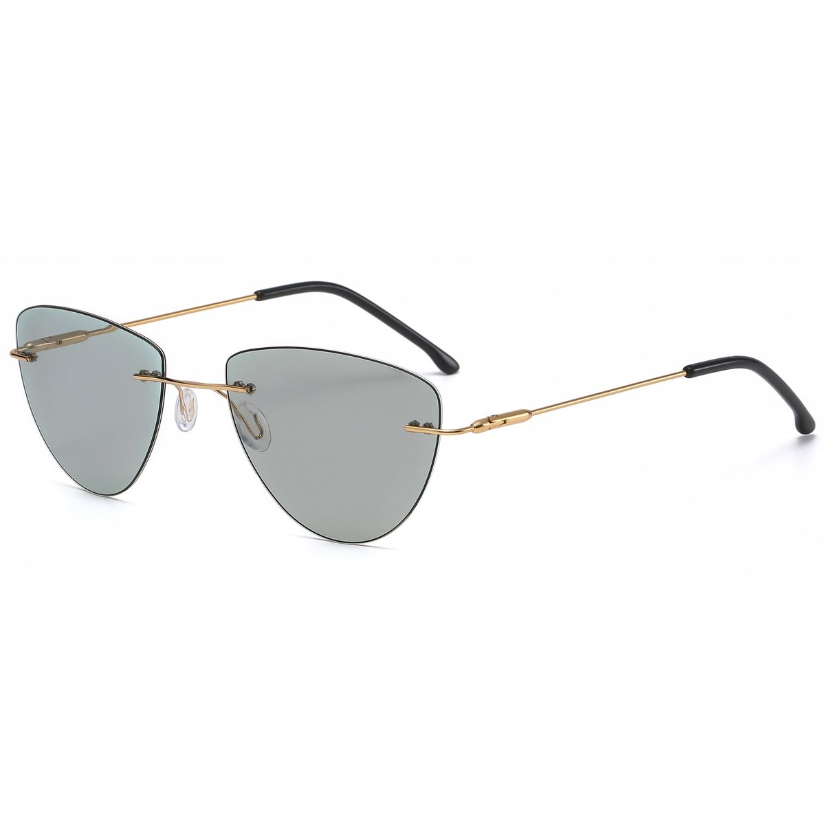 Rimless Photochromic Sunglasses Triangle Slim Metal Frame
