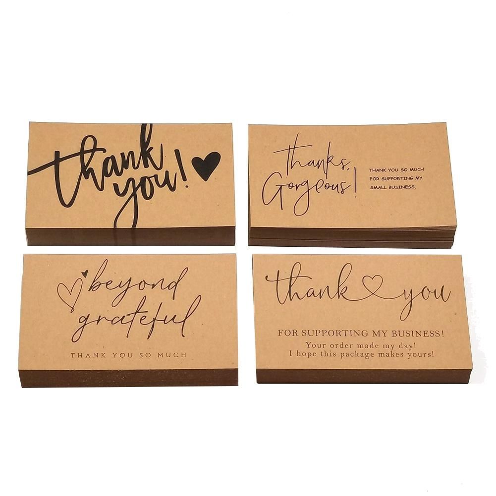 120 Pcs Exquisite Kraft Paper Thank You Cards ,for Small