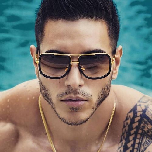 Black Men's Travel Metal Sunglasses UV400 Protection