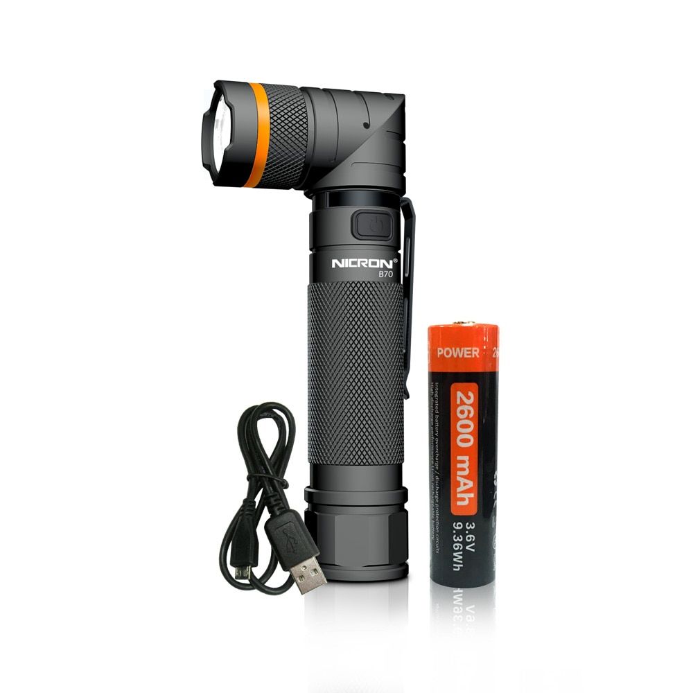 NICRON 1200LM Rechargeable LED Flashlight Handfree Magnet 90 Degree Ultra High Brightness