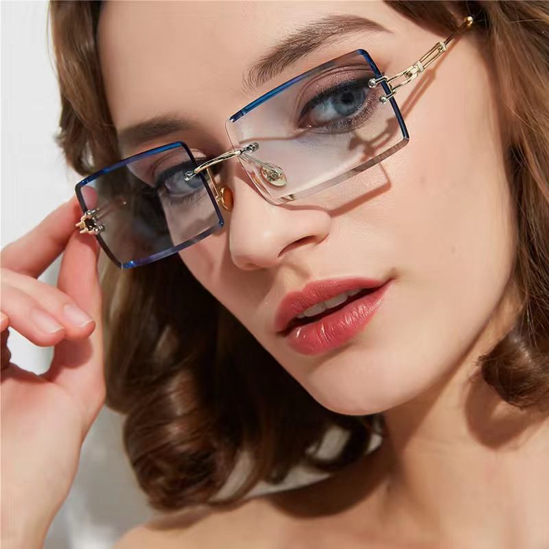 Retro Rectangular Frameless Sunglasses