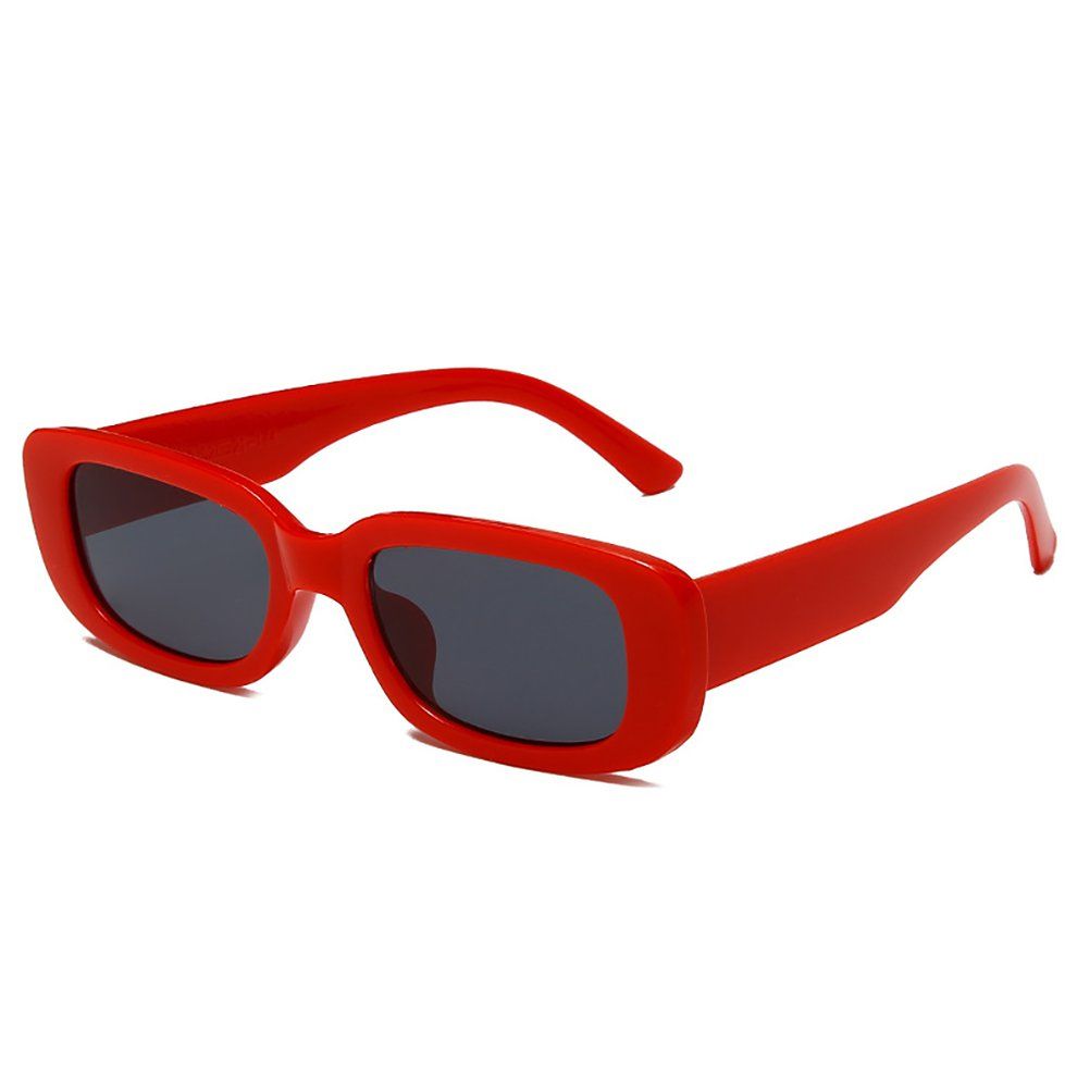 Portable Square Sungl Es Travel Re Tangle Small Vintage Retro Sungl Es-Red Frame Black Gray Film-144*145*40mm