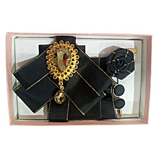 Classic Bow Ties With Glassy Brooch