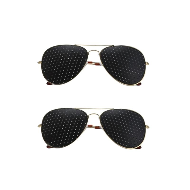 2PCS Pin-hole Glasses Pin Hole Sunglasses Eyesight  Correction And Improvement