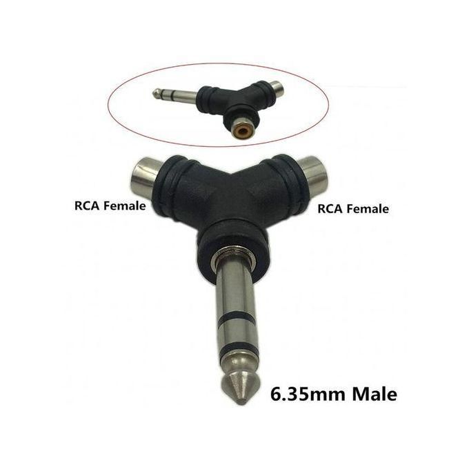 Audio Splitter Stereo 6.35mm Male Plug To RCA Female Jack Adapter
