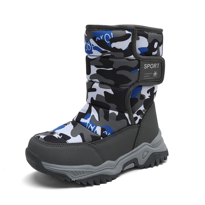 Children's Outdoor Snow Boots Plush Lining Warm Non-slip Boots-Grey