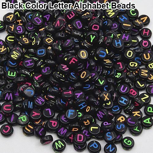100 Pcs Spacer Acrylic-Black Color Letter Alphabet Beads