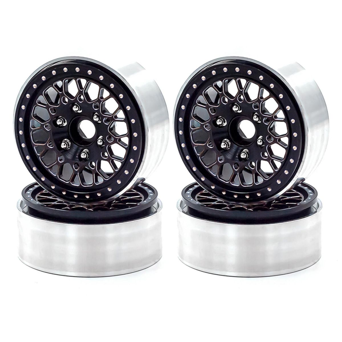 Aluminum Alloy Wheel Rim Beadlock Wheel Rims Hub 4pcs 1.9inch Replacement for 1/10 TRX4 Axial SCX10 90046 SCX10 III AXI03007 AXI03003 RC Car