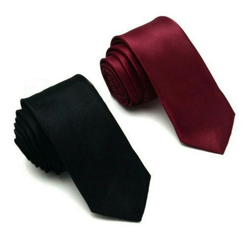 Quality Two Pieces Smart Slim Tie For Men - Black + Wine