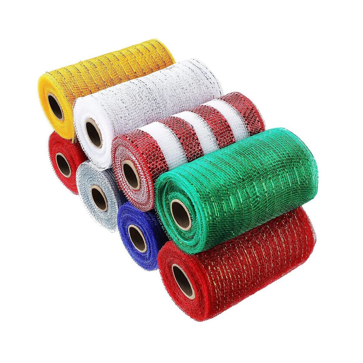 4 Rolls Burlap Mesh 6 Inches 10 Yards Decorative Mesh Ribbon Wrapping Ribbon Rolls Wreath Decoration for DIY Craft