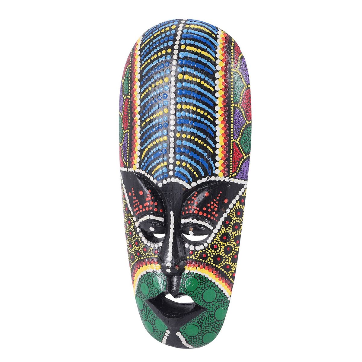Wooden Mask Wall Hanging Solid Wood Carving Painted Wall Decor Bar Home Decorations African Mask Crafts A