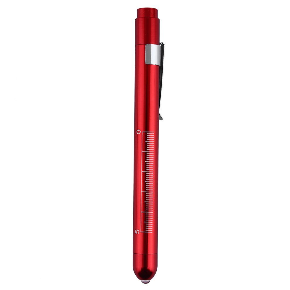 Aluminum Medical Surgical Penlight Pen Light Flashlight Torch With Scale First Aid-Red