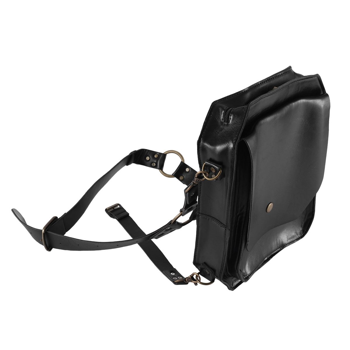 Medieval Waist Ring Belt Pouch Steampunk Leather Fanny Bag for Women Men Cosplay Costume Black