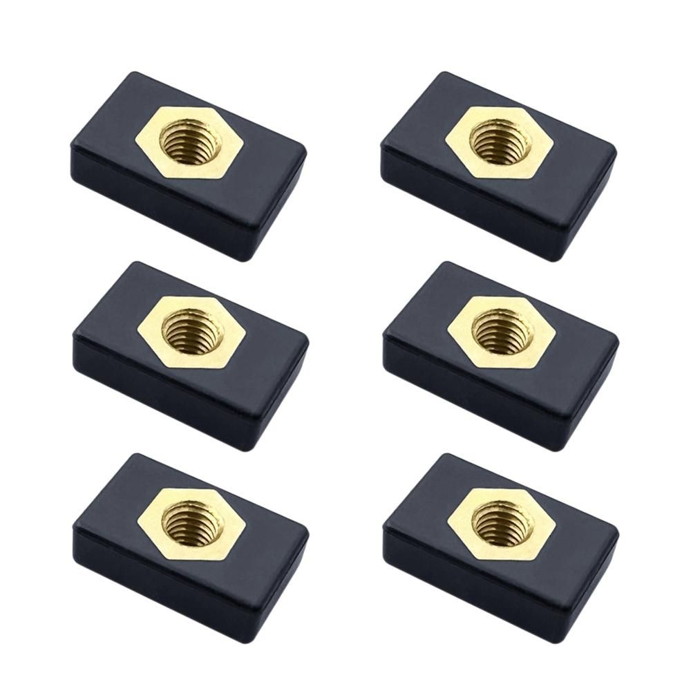 6Pcs M6 Copper Sliding Nut Side Mount Slide Track Rail Fishing Rod Pole Holder Mounting Base for Kayak Boat Canoe