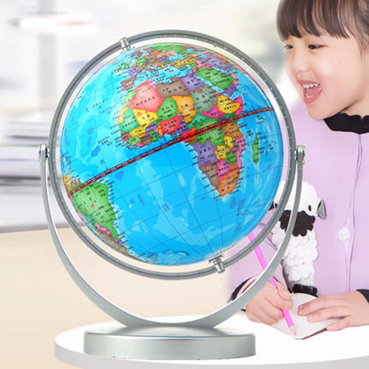 WORLD GLOBE Rotating Swivel Map Of Earth Atlas Geography