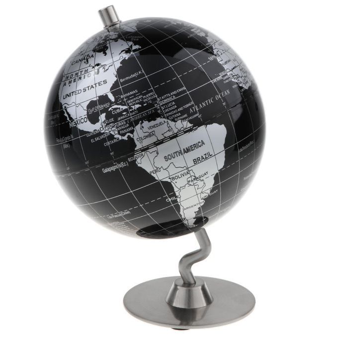 14cm Alloy Globe World Map Home Desk Decoration Kids Gift  Black