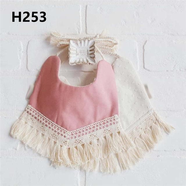 4PCS Kids Saliva Towel Feeding Double-deck Tassel Bib