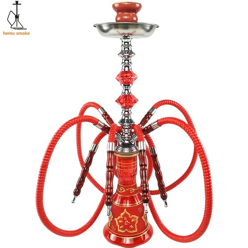 New Classic Hookah With 4 Hose Ceramic Bowl Tongs Complete