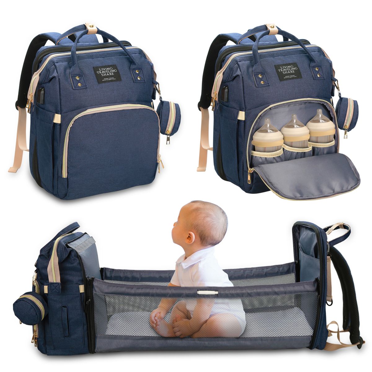 New Mummy Bag Multifunctional Large Capacity Folding Crib