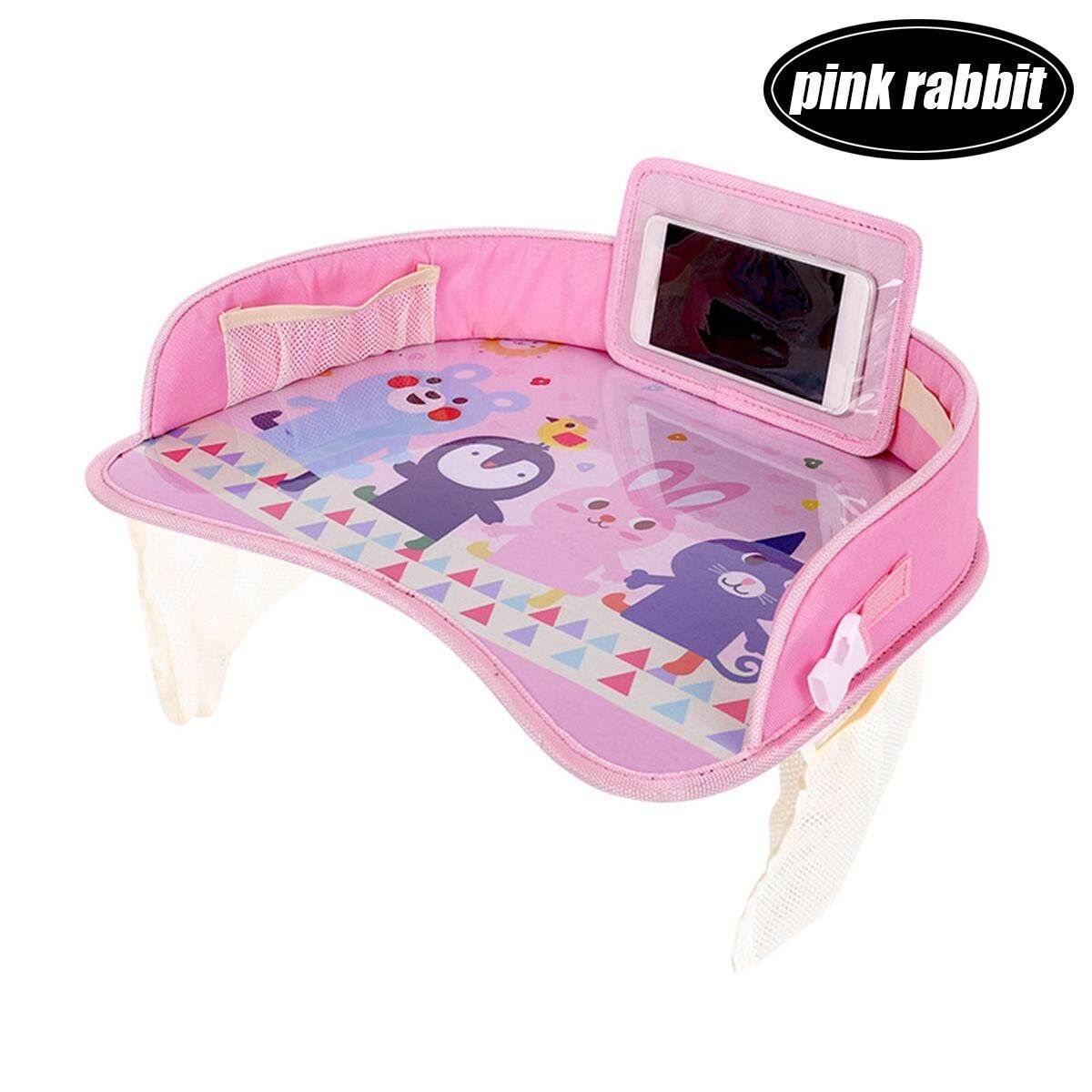 Multifunctional Portable Cartoon Baby Child Car Safety Seat Table Tray Kids Toy Play Hotpink