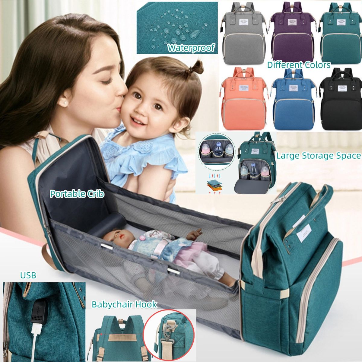 Mommy Bag Outdoors Portable Maternity Baby Backpack-Pink