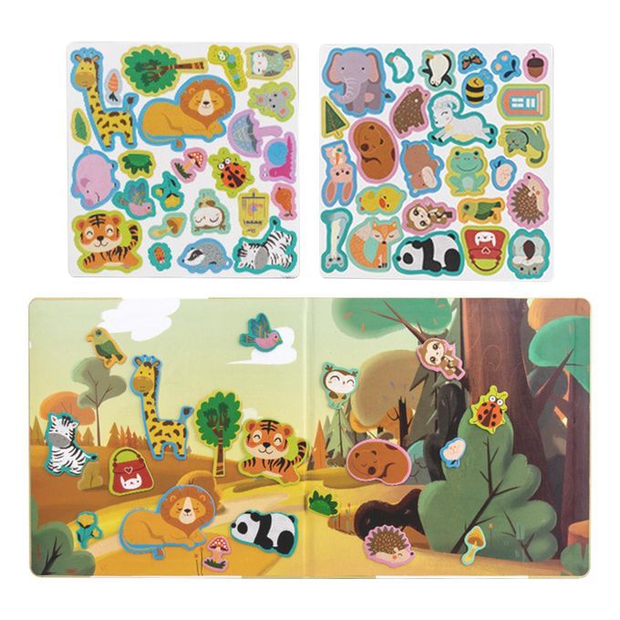 Magnetic Cartoon Puzzle Toys Education Square Play Animal World Scene
