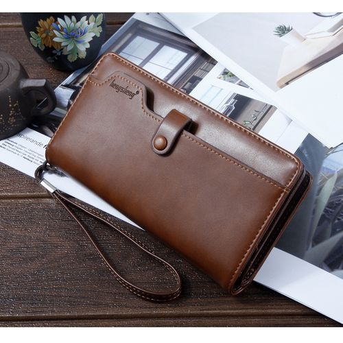 Men's Wallet Men Leather Wallet Bussiness Casual  Long Wallet - Brown