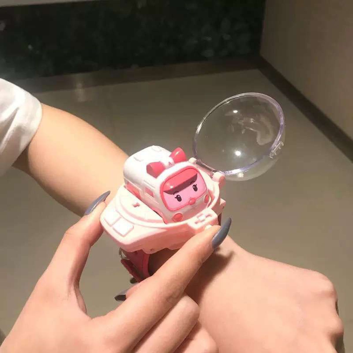 1 Set Watch RC Car Cartoon Watch Remote Control Racing Car Toy Pink