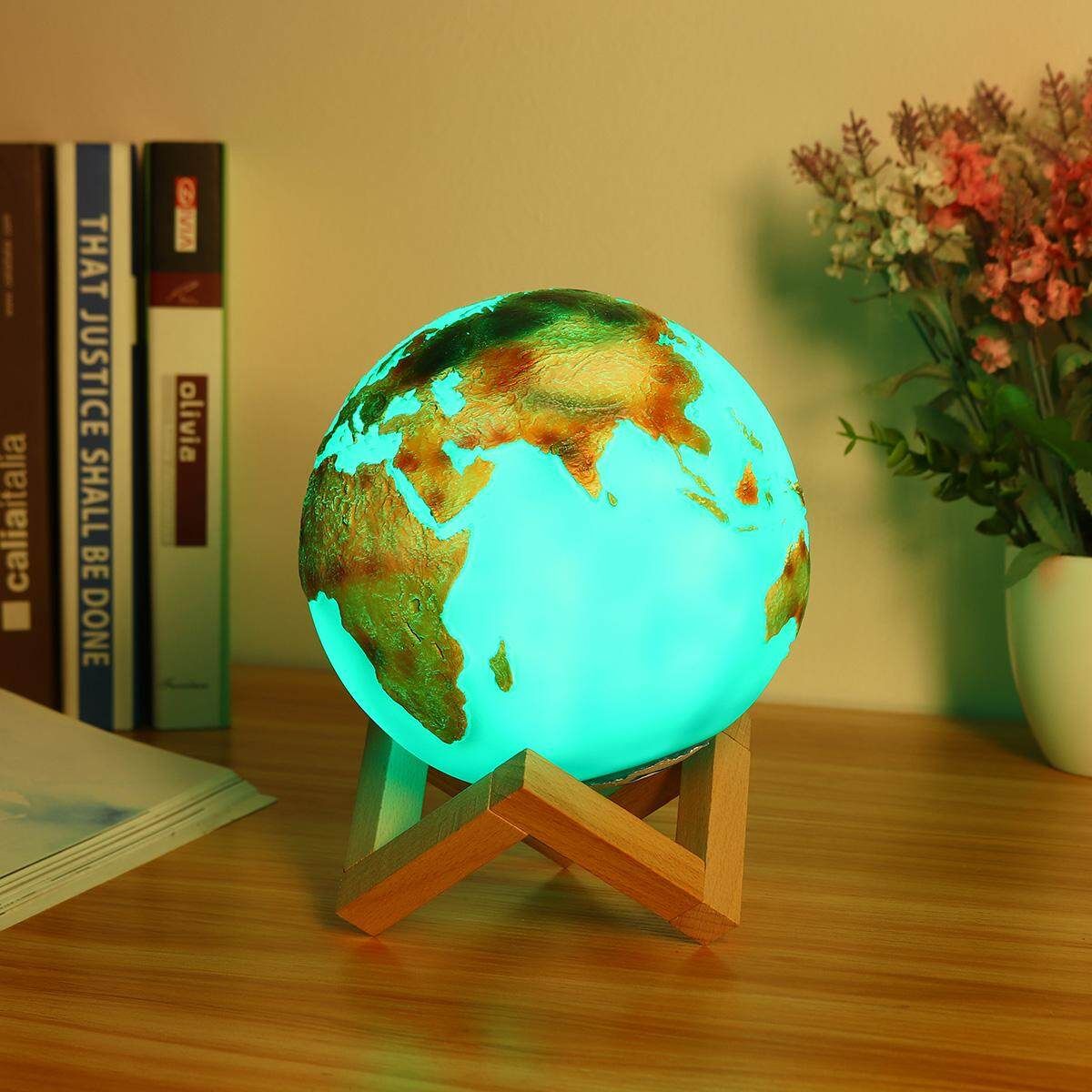 3D Painted Earth Night Light USB LED Rechargeable Remote Control Moon Lamp Decor Remote Control Version