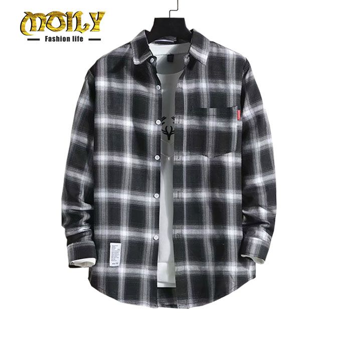 Men's Casual Fashion Plaid Long Sleeve Shirt