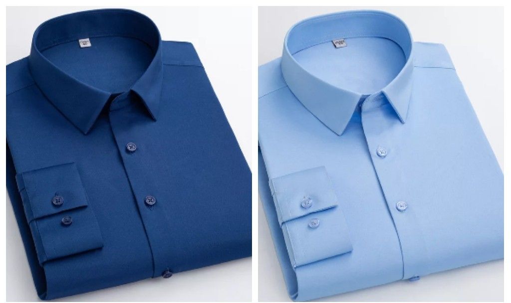2in1 CORPORATE LONG-SLEEVE SHIRT FOR MEN - Sky Blue, Navy Blue