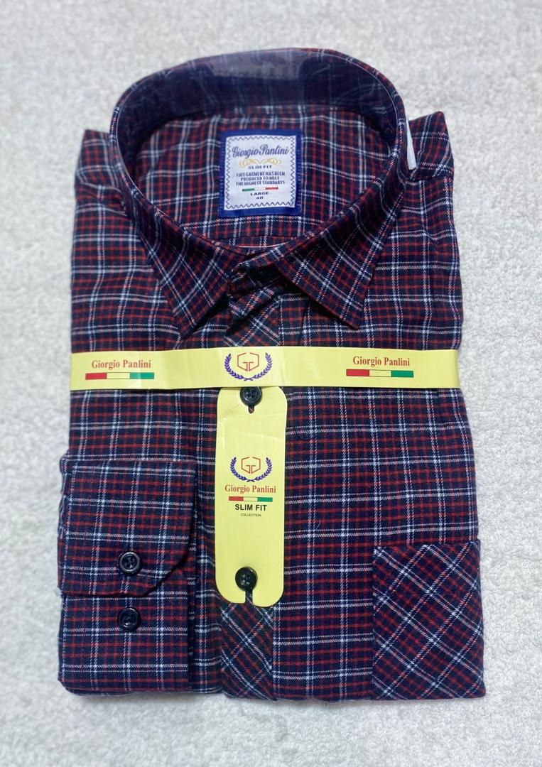 Men's 100% Cotton Brushed Plaid Checkered Long Sleeve Dress Shirt