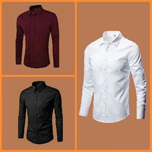 3 In 1 Fitted Office Long Sleeve Shirt-white,wine,black