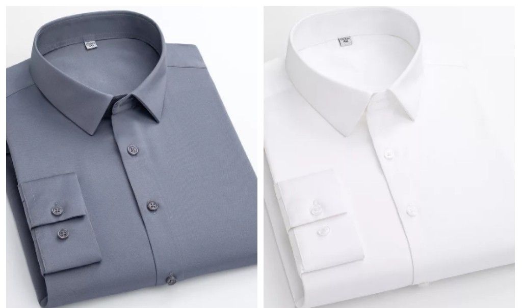 2in1 CORPORATE LONG-SLEEVE SHIRT FOR MEN - White & Ash