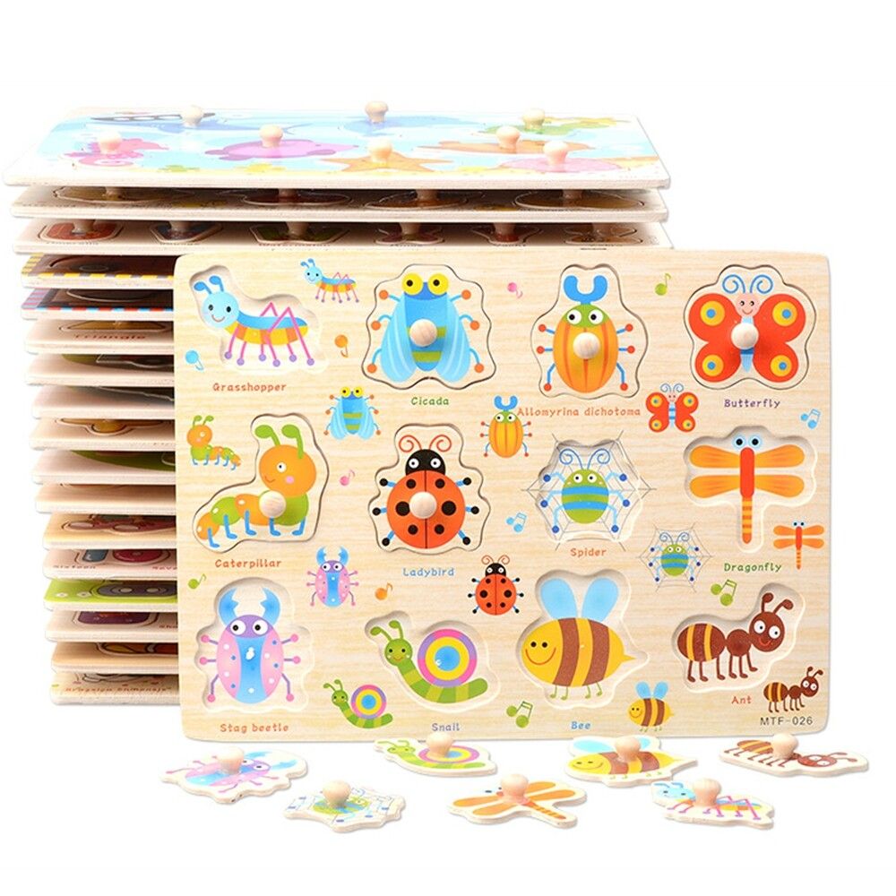 Children Puzzle Wooden Peg Puzzles For Toddlers 2 3 Years Old Alphabet & Number Puzzles For Kids Letters Numbers Animals And Vehicles Learning Toys Gift For Girls And Boys 2
