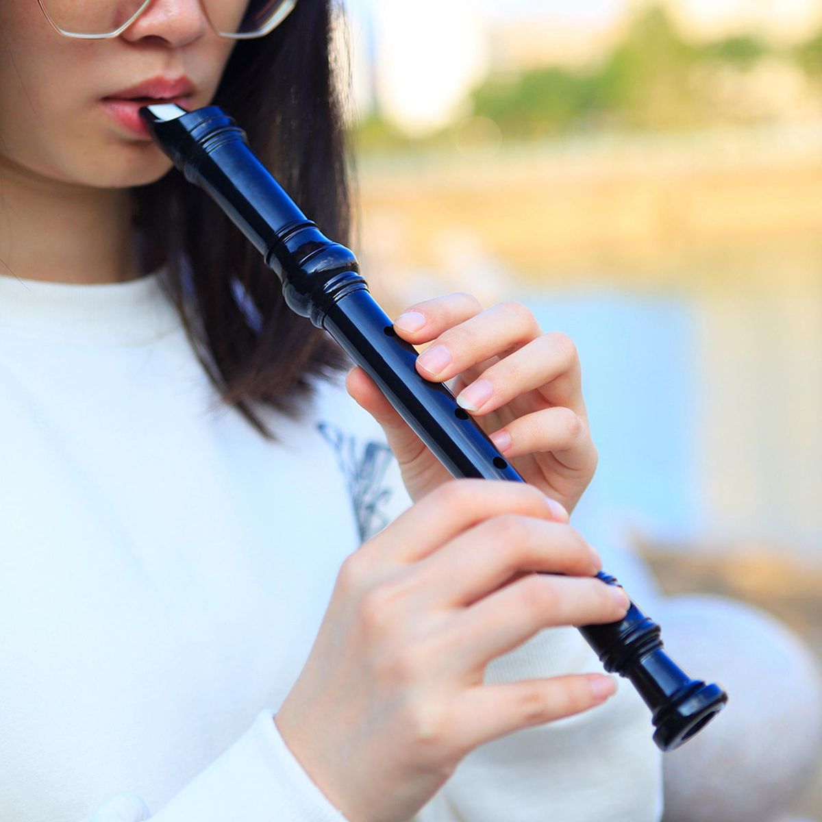 German Style Soprano Recorder Long Flute Descant Instrument W/ Black