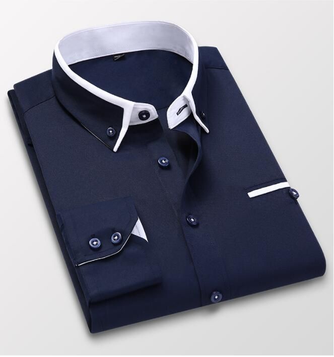 Grey Casual Social Formal Shirt Men Long Sleeve Shirt