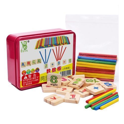 Montessori Wooden Counting Sticks With Alphabet Letters & Arithmetic Symbols
