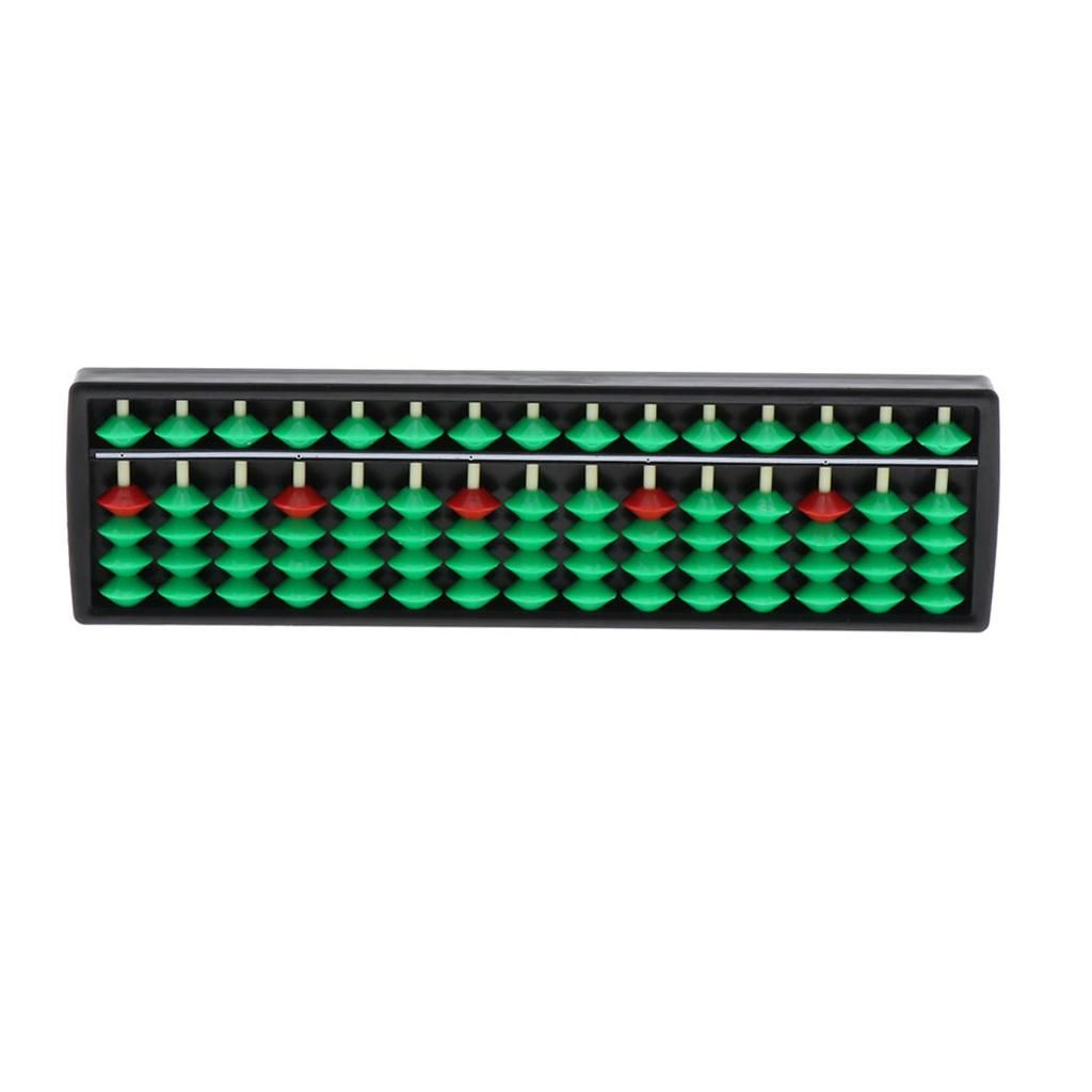 Chinese Plastic 15 Rods Abacus Soroban Blue Math Calculating Green