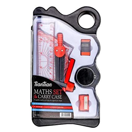 MATHS SET & CARRY CASE BACK TO SCHOOL - 1 PACK (Assorted)