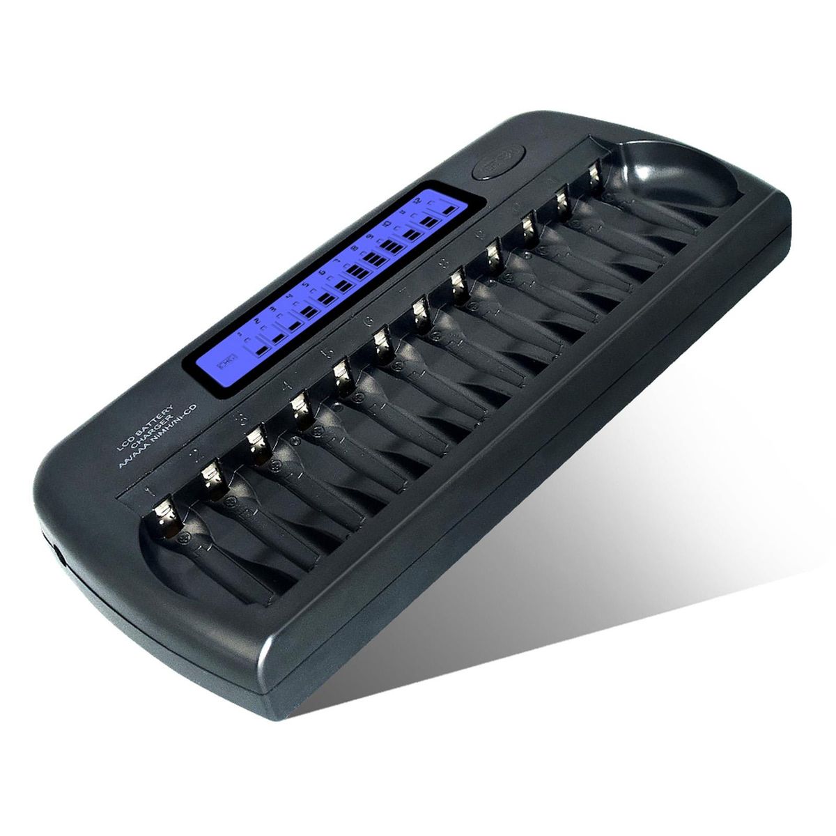 PL-NC30 Universal Intelligent Battery Charger 4 Inch LCD Display Speedy Smart Charger w/ 12 Battery Slots for 1.2V Ni-MH Ni-CD AAA AA Batteries EU Plug