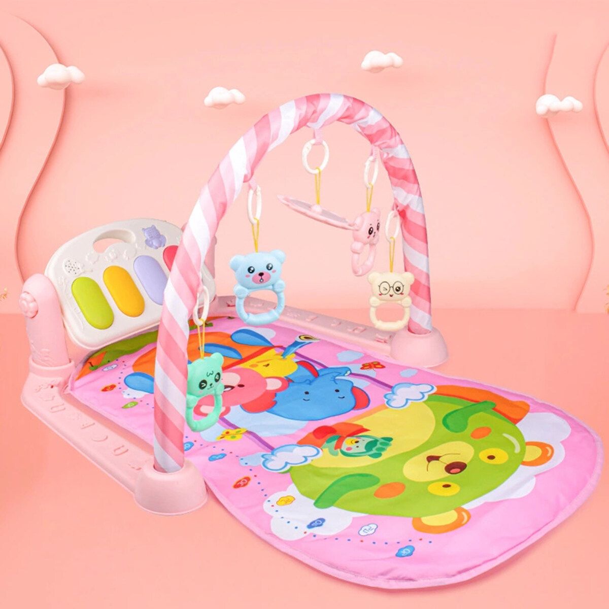Baby Mat Lay And Kids Gym Fitness Music Fun Piano Boys Girls Pink
