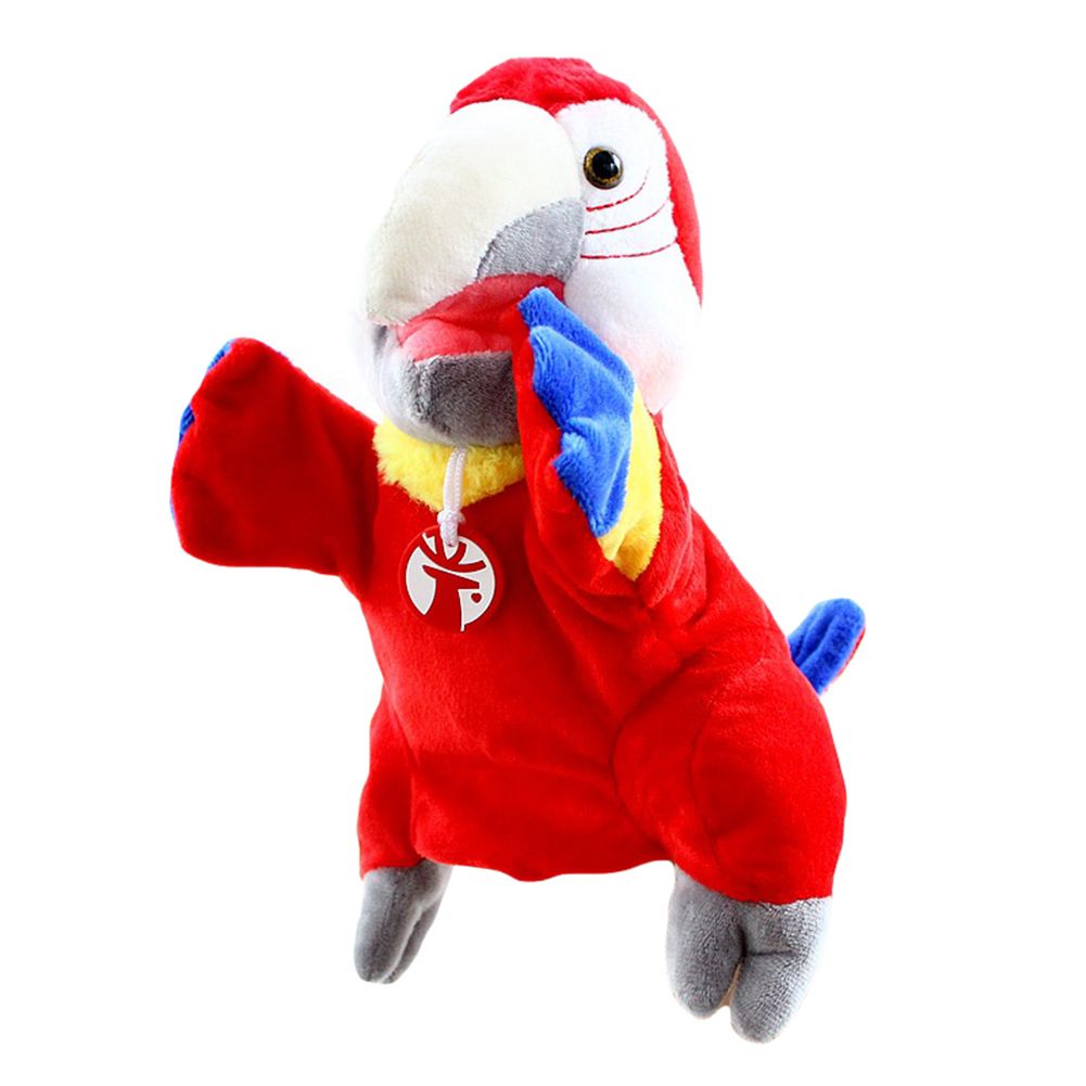 Simulation Soft Bird Parrot Plush Sleeve Hand Puppet Stuffed Doll Toy Kids Gift-Red