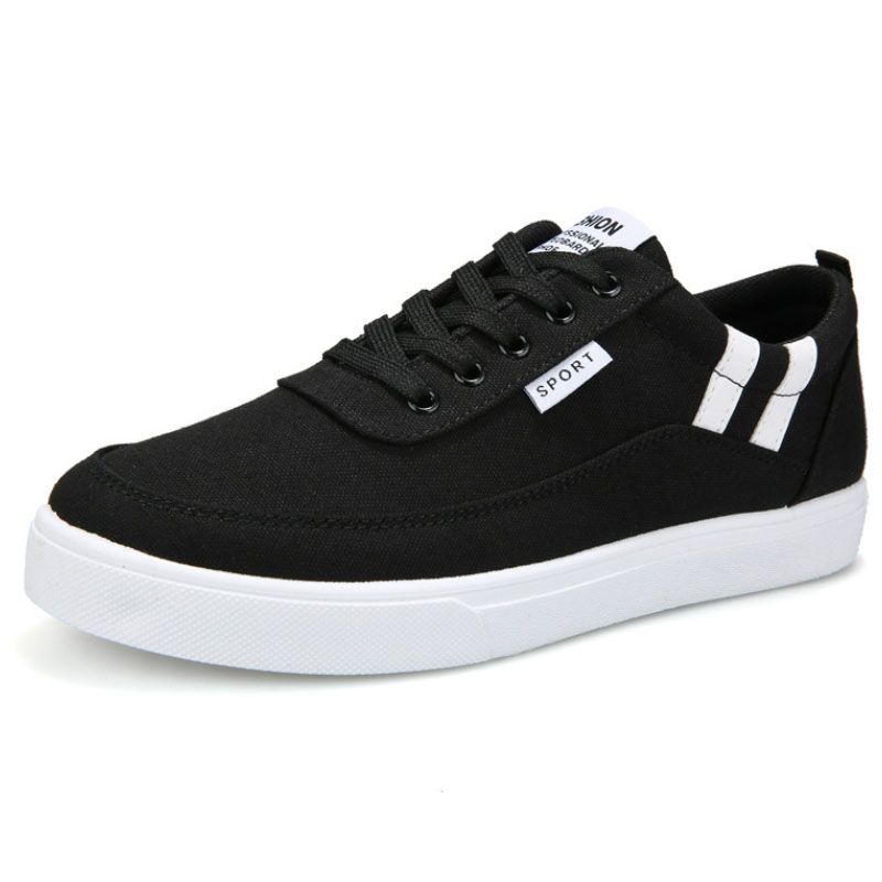 Canvas Shoes Trendy Anti Slip Breathable Sneaker For Men Flats - Black