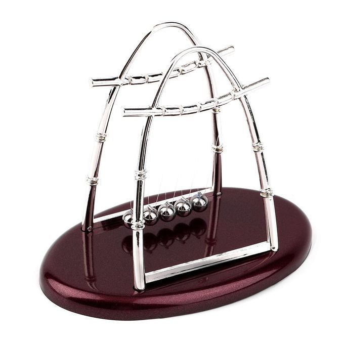 DM Hot Newton's Cradle Steel Balance Ball Physics Science Pendulum Desktop Gift-Deep Red
