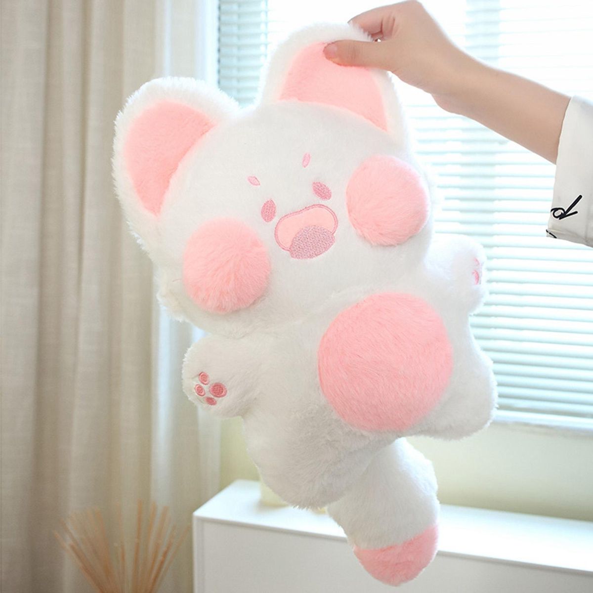304060cm Stuffed Doll Toy Cartoon Kitten Doll Soft Sofa Throw Pillow Pink White