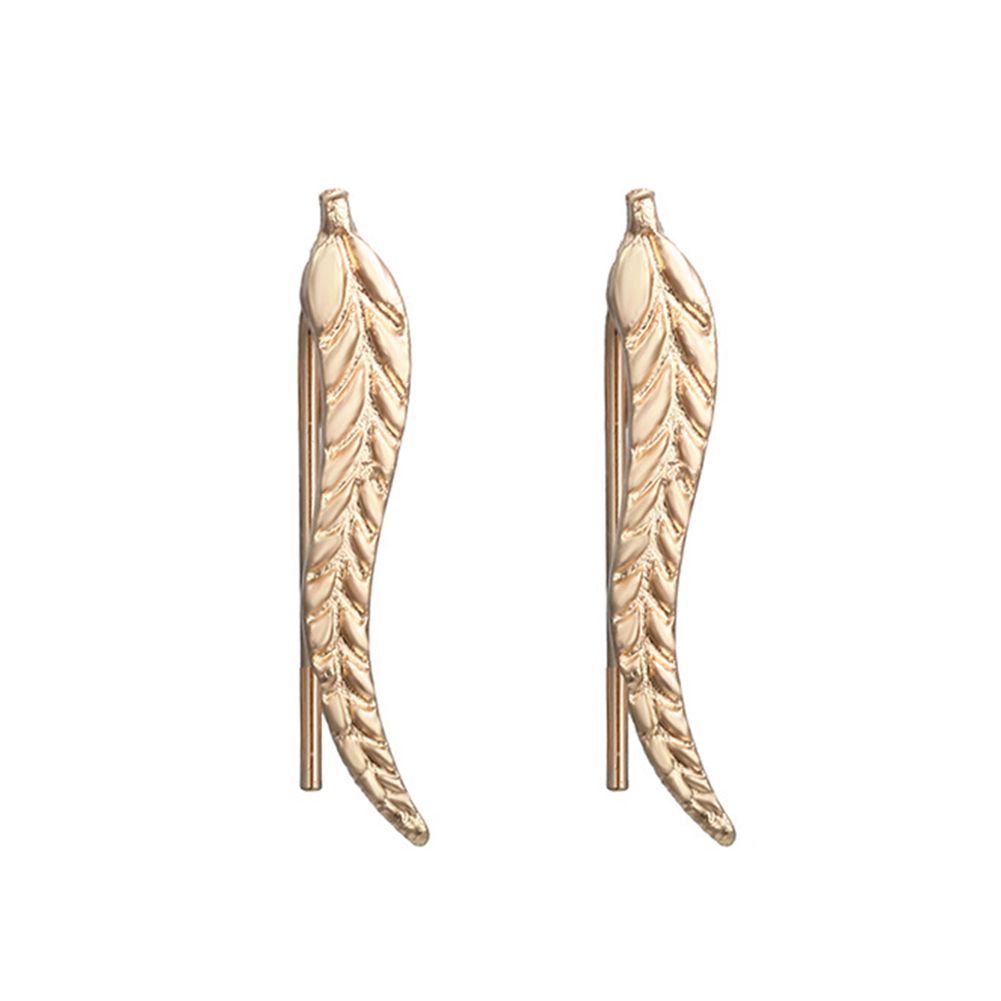 Women Leaf Shape Ear Cuff Clip Earrings-Golden