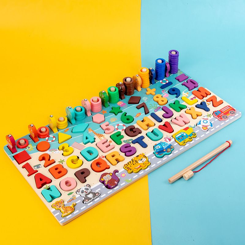 Children #39;s Wooden Toys Baby Cognitive Number Alphabet